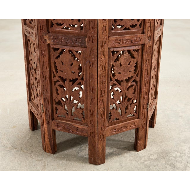 Moorish Style Carved Teak Inlaid Round Tabouret Drink Table For Sale - Image 14 of 15