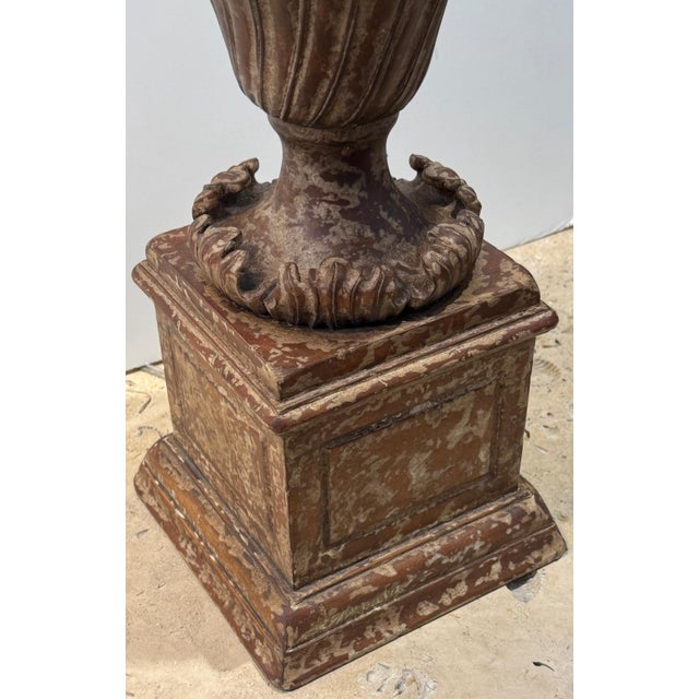 Pair of Italian Baroque Style Carved & Polychromed Wood Urns, Now as Lamps For Sale - Image 18 of 18