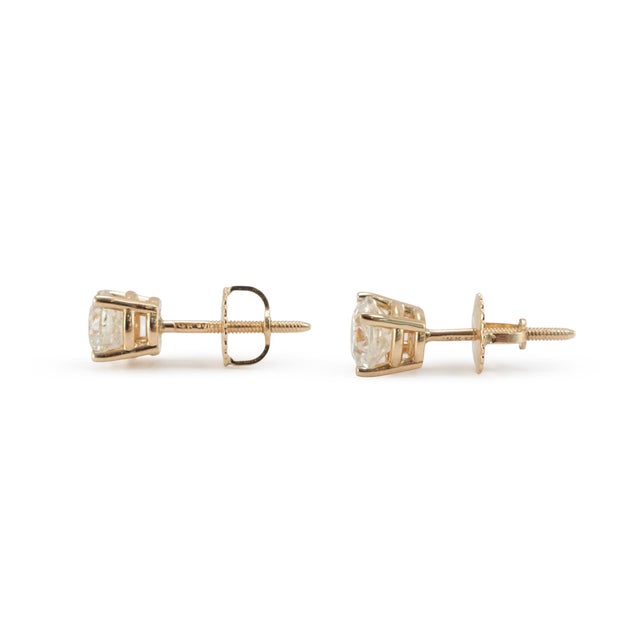 Early 21st Century Unisex 14k Yellow Gold 0.90ctw Round Brilliant Diamond Screw Back Stud Earrings, Pair For Sale - Image 5 of 9