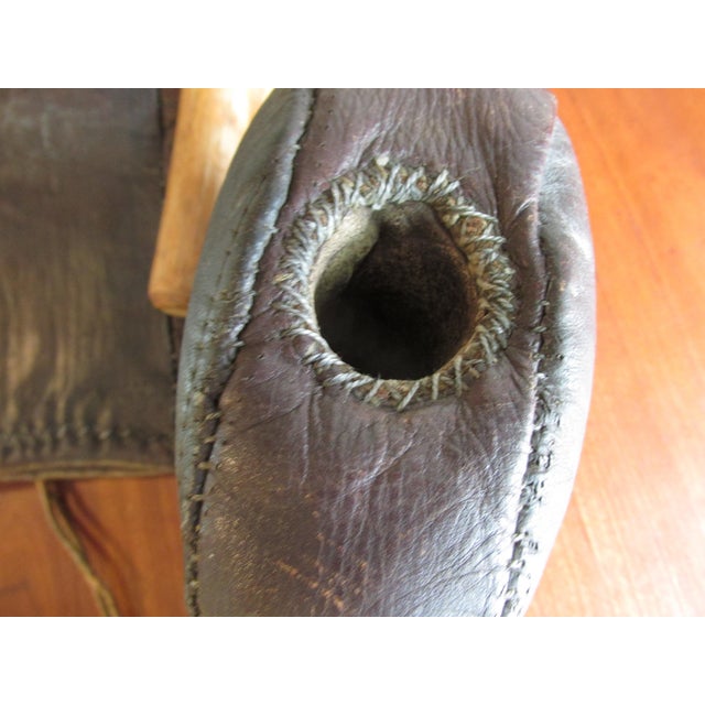Antique 1930s Custom Made Leather Thumbless Boxing Gloves With Wooden Inserts For Sale In New York - Image 6 of 13