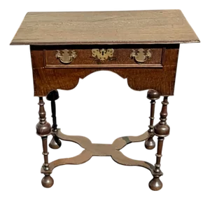 Fine Original William and Mary Oak X Stretcher Side Table