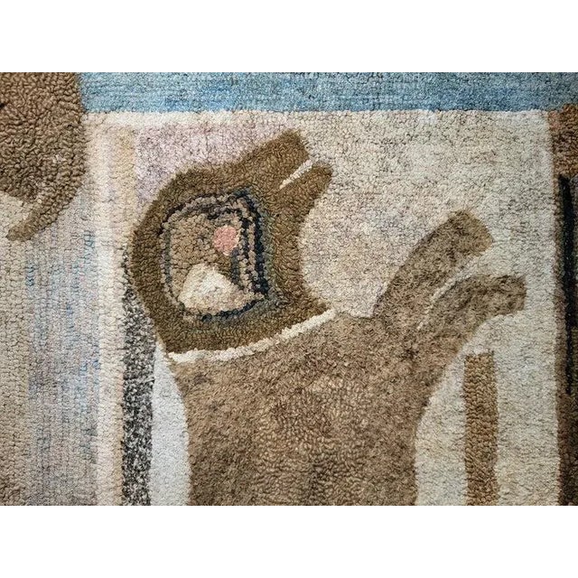 19th C Pictorial Dog and Cat Hand Hooked Rug c Hand Hooked Mounted Pictorial Dog and Cat Rug (Circa 1870) From new...