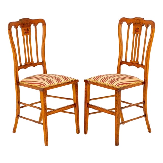 Set of Antique Bedroom Chairs in Satinwood, 1890 For Sale