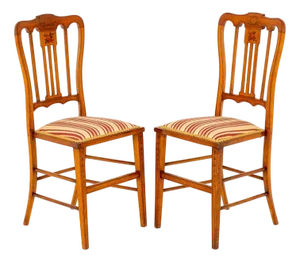 Set of Antique Bedroom Chairs in Satinwood, 1890
