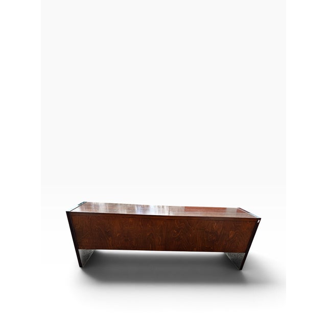 Dunbar Furniture 1970s Roger Sprunger for Dunbar Rosewood and Chrome Credenza Sideboard For Sale - Image 4 of 10