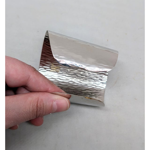 Vintage 1976 Signed Napier Rhodium Plated Wide Wavy Cuff Bracelet For Sale - Image 12 of 13