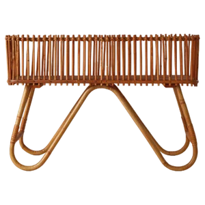 Handwoven Wicker Rattan Planter, Denmark, 1940s