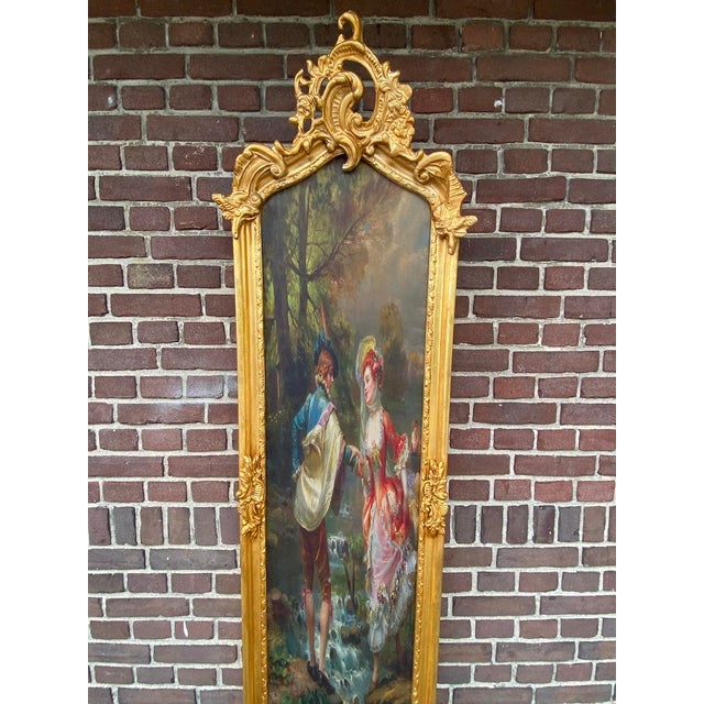 1970s French Louis XVI Gold Beech Fabric Wall Art 1pc For Sale - Image 10 of 15