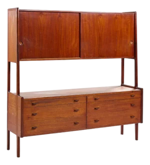 Hans Wegner for Ry Møbler Mid Century Danish Teak Credenza and Hutch