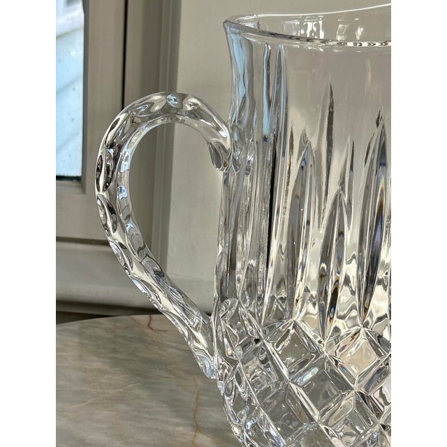 Transparent Crystal Cut Pitcher For Sale - Image 8 of 11