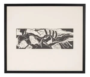 Detlef Hagenbäumer, Sports, Woodcut on Thick Paper, Framed