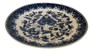 Asian Style Blue & White Floral Design 10.25”d Platen