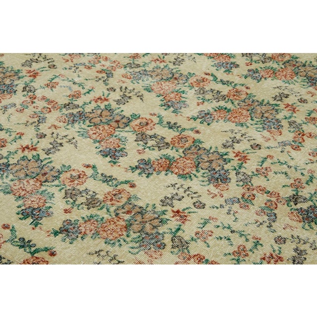 Vintage Turkish Beige Area Rug For Sale - Image 5 of 7