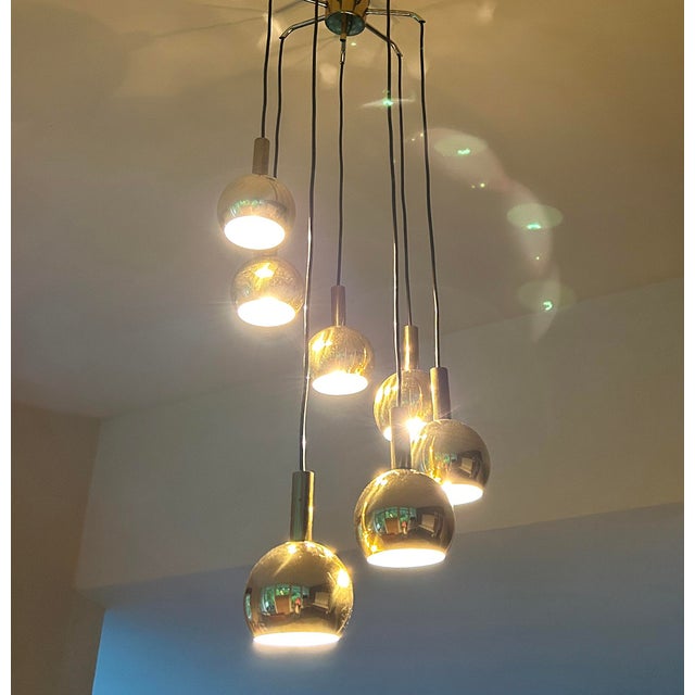 Space Age Pendant Light in Brass from Staff Leuchten, 1970s For Sale - Image 4 of 17