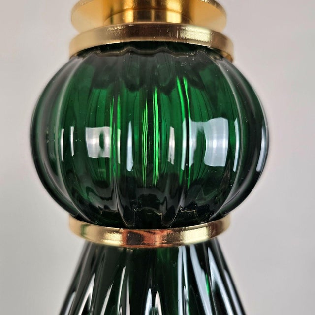 1980s Mid Century Modern, Murano Glass Green Floor Lamps - Pair For Sale - Image 14 of 15