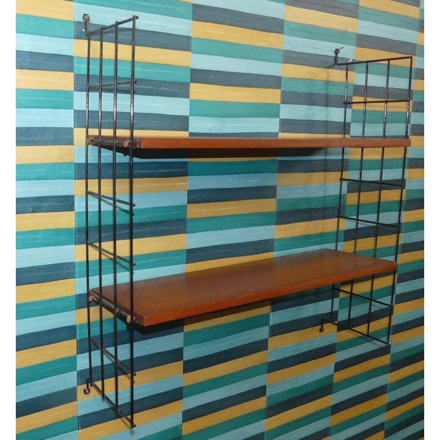 Black Vintage String Shelf in Walnut, 1960s For Sale - Image 8 of 13