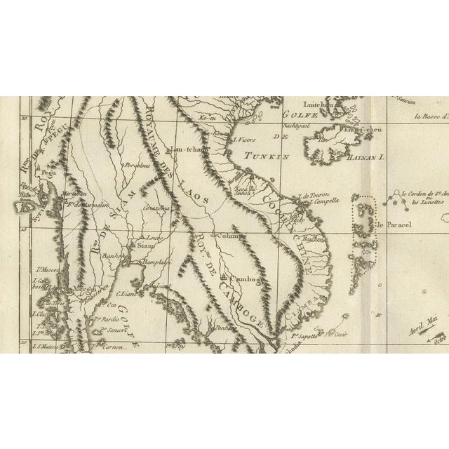 Paper Antique Map of Indo-China, 1780s For Sale - Image 7 of 9