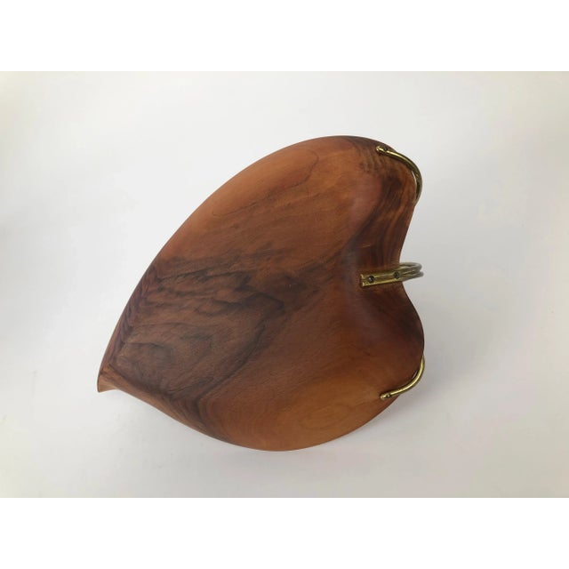 Wood Mid-Century Walnut Bowl in Shape of a Leaf, Austrian, 1950s For Sale - Image 7 of 8
