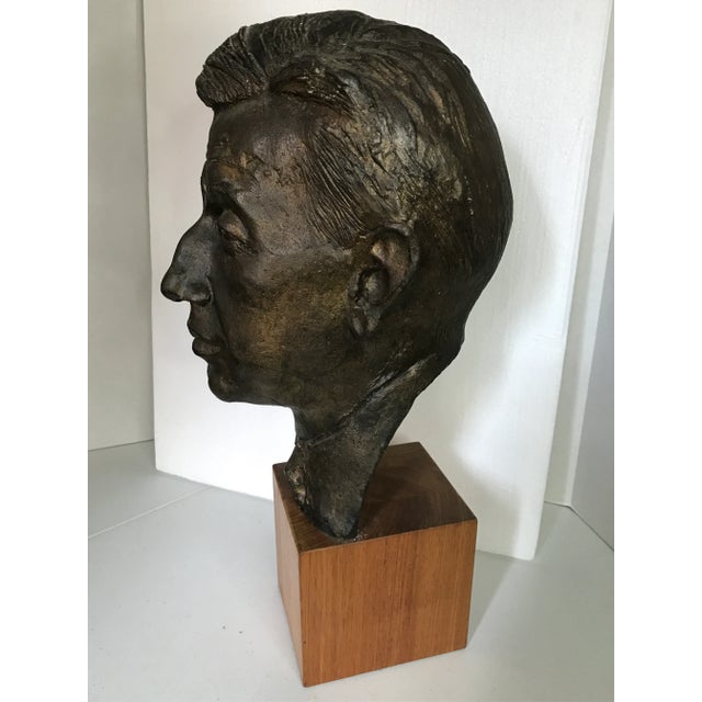 Late 20th Century Bronze Head Art Sculpture of a Man For Sale - Image 9 of 13