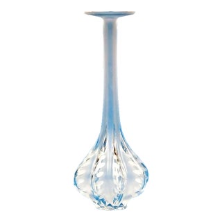 Late 20th Century Lalique French Tall Crystal Clear & Frosted Glass Vase For Sale