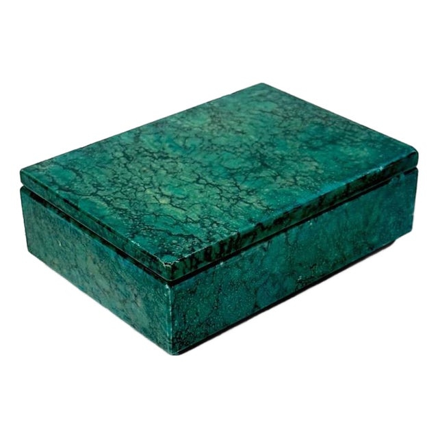 Mid-Century Malachite Stone Trinket or Jewelry Box For Sale