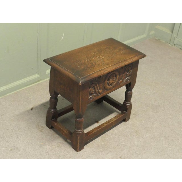 19th Century Oak Joint Coffin Stool with Sewing Box, 1900 For Sale - Image 4 of 7
