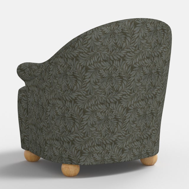 Textile Stoffer Home x Cloth & Company Marie Bun Foot Chair in Geogian Vine Olive and Slate For Sale - Image 7 of 8