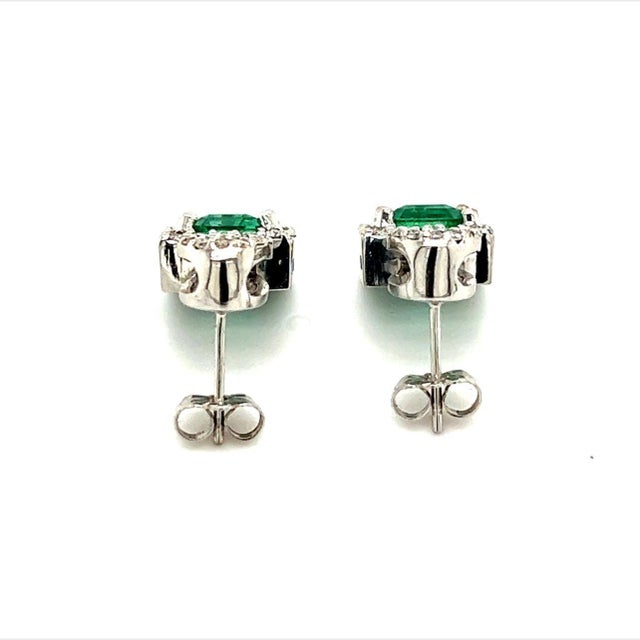 Natural Emerald Diamond Stud Earrings 14k Gold 2.84 TCW Certified For Sale - Image 4 of 12