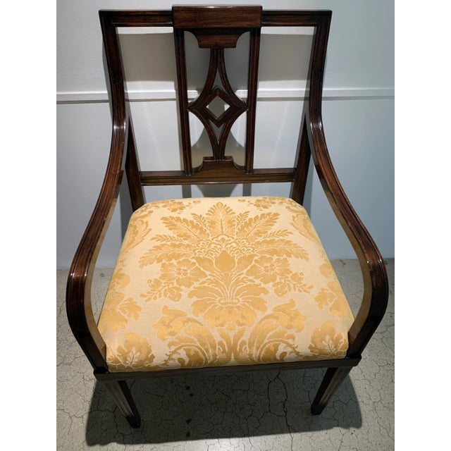Wood Hepplewhite Style Armchair With Fortuny Seat Cushion Fabric For Sale - Image 7 of 9
