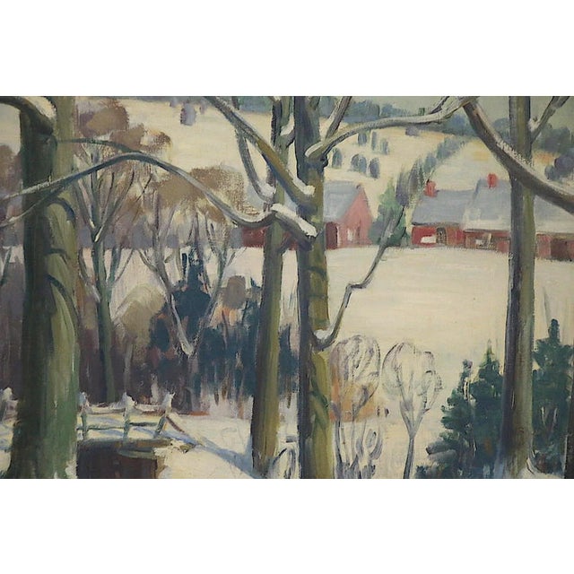 Vintage Winter Landscape-Signed Oil/Canvas-Listed American Artist Robt. Palliser-Silver Leaf Frame For Sale In Cincinnati - Image 6 of 10