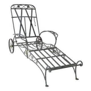 1940s Salterini Wrought Iron Chaise Lounge, Attributed For Sale