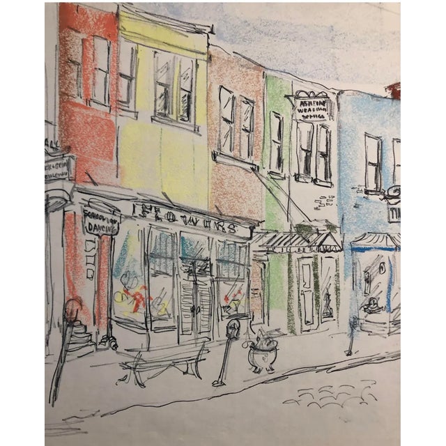 View of Wall Street in downtown Asheville, North Carolina from a sketchbook by an unknown artist including paintings of...