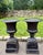 Pair English Neoclassical Black Cast Iron Campana Garden Urns on Plinths, Circa 1880 For Sale In New York - Image 6 of 12