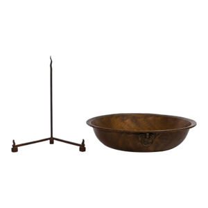 Antique Large Copper Chinese Basin With Stand