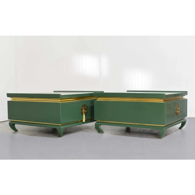 1980s Vintage Chin Hua Ming Tables in Green and Gold - Newly Painted For Sale - Image 5 of 12