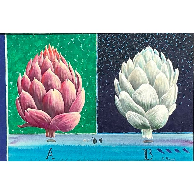 Vintage Original Peter Read Artichoke Painting For Sale - Image 9 of 12