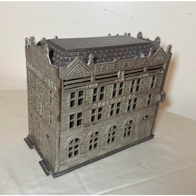 Rare Complete Big Antique Jarvis 1891 Traders Bank Toronto Cast Iron Still Bank For Sale - Image 4 of 18