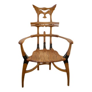 Studio Craft Movement Carved Chair For Sale