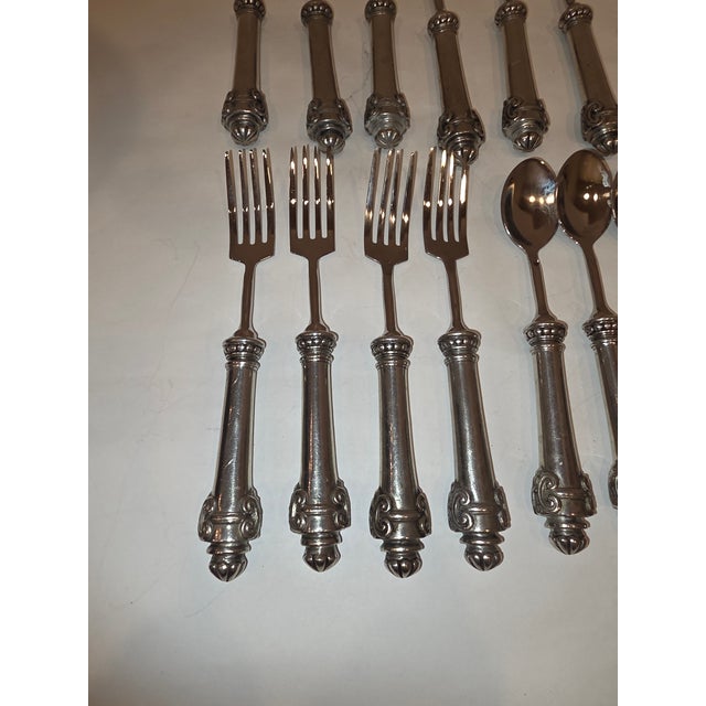 1990s Vagabond House Pewter and Stainless Flatware Medici Pattern 19 Pieces For Sale - Image 9 of 12