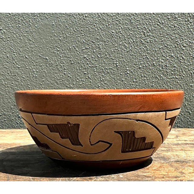 Abstract Vintage Abstract Geometric Ceramic Bowl For Sale - Image 3 of 12