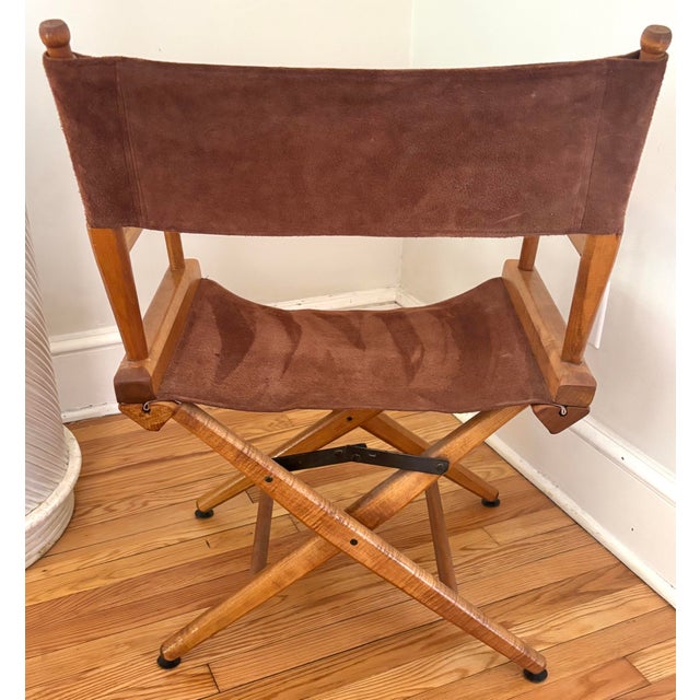 Beautiful folding directors chairs, made in the campaign style with black hardware on the x form legs. Excellent joinery...