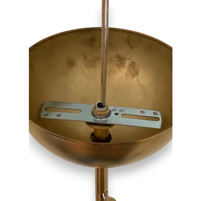 Italian Handblown Faux Alabaster Glass Pendant With Brass Chain and Fittings For Sale - Image 12 of 18