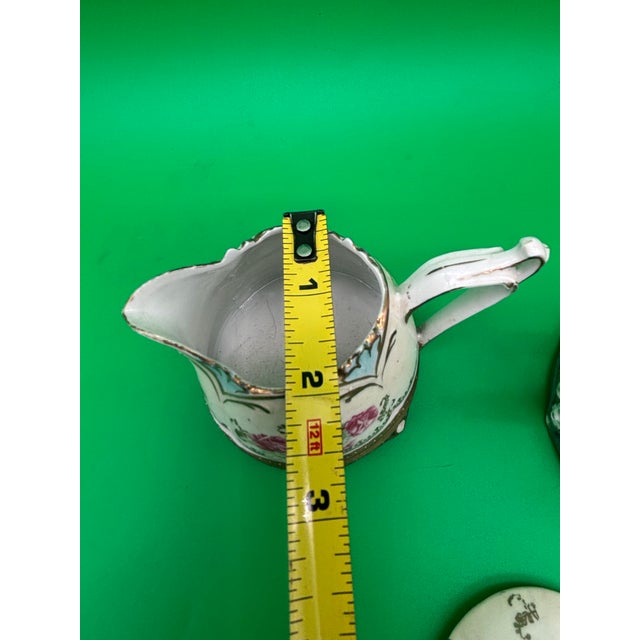 Art Deco Antique Rs Prussia Rose & Peony Art Deco Style Creamer and Covered Sugar Set For Sale - Image 3 of 12