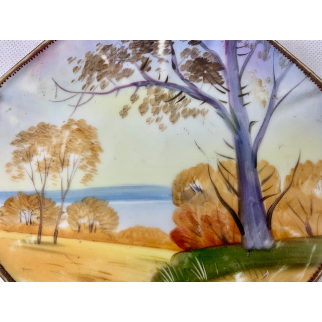 Early 20th Century Nippon "Morimura" Hand Painted Octagon Shaped Porcelain Footed Trivet For Sale - Image 5 of 9
