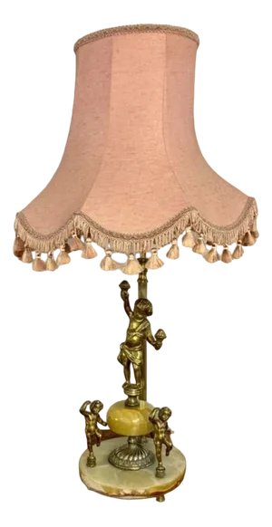 Edwardian Onyx and Gilded Brass Table Lamp, 1910s