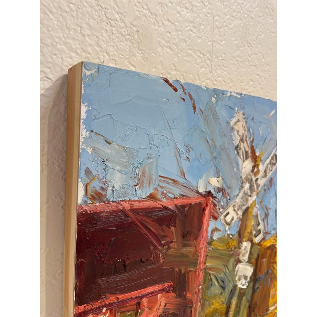 Contemporary Stop by Clyde Steadman | Oil Painting of a stop sign near a train and railroad tracks For Sale - Image 3 of 4