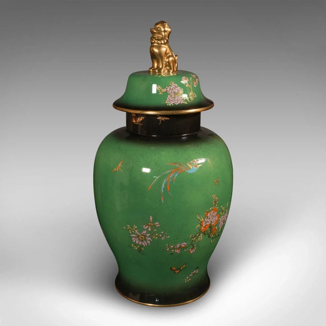 1950s Large English Ceramic Vintage Decorative Temple Urn For Sale - Image 4 of 13