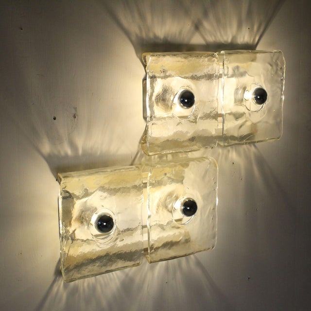 Gray Glass Wall Lighs t by Carlo Nason Kalmar Franken, 1960s, Set of 2 For Sale - Image 8 of 13