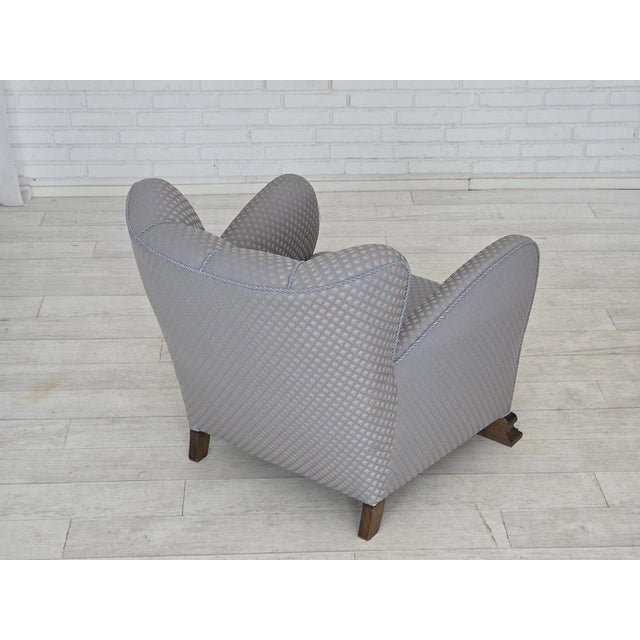 Blue Danish Armchair in Fabric and Oak, 1950s For Sale - Image 8 of 18