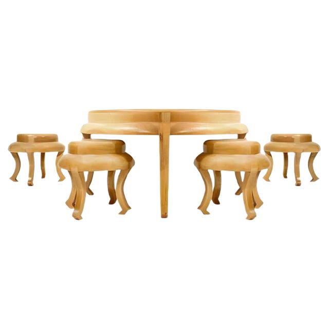 Vintage Dining Table & Stools, Set of 5 For Sale